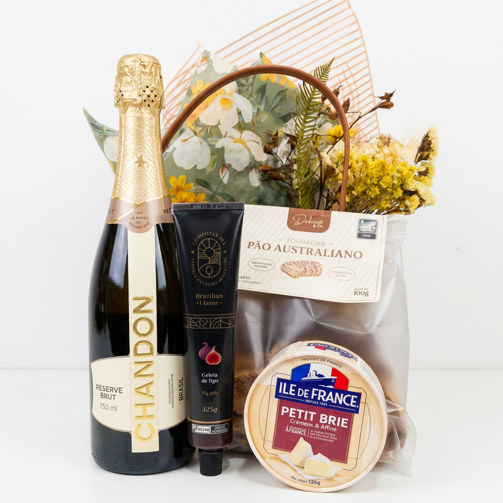 Cesta Premium de Primavera com Chandon e Brie em Florianópolis